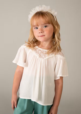 Blouse manche courte blanche (3-10 Ans)