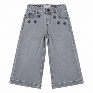 Wide-leg jeans with embroidered stars (2-10 years)