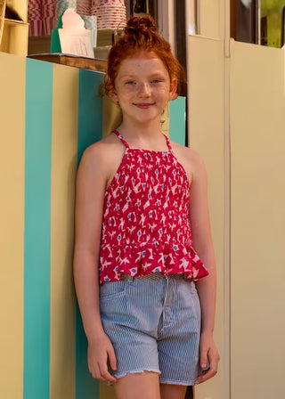 Short en denim rayé