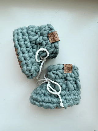 Pantoufles crochetées bottines (NB-18 Mois) Océan
