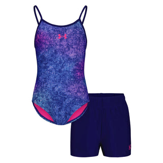 One-piece swimsuit with shorts