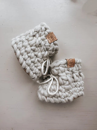 Pantoufles crochetées bottine (NB-18 Mois) Coconut