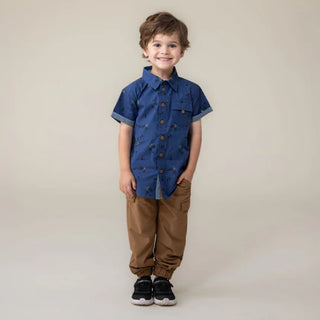 Chemise bleu avec motif vélo (2-10 Ans)